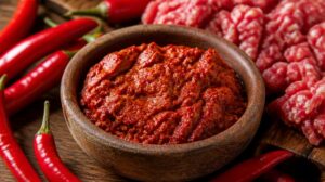 Pikantní kalábrijská pomazánka nduja z mletého masa a chilli