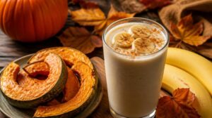 Banánové smoothie s pečenou dýní a perníkovým kořením: Neuvěřitelně voňavý podzimní drink, který zahřeje