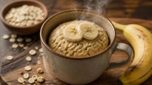 Banánový fit mug cake s ovesnými vločkami