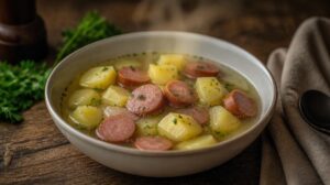Blesková frankfurtská polévka s párkem a bramborem