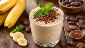Bleskové banánové smoothie s mátou a kakaem: Hustý a sytý koktejl, který chutná jako tekutý čokoládový dezert