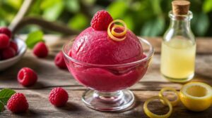Bleskový malinový Sorbetto al lampone: Trik s přidáním kapky limoncella pro tu nejzářivější barvu a chuť
