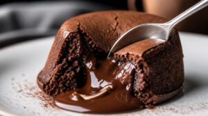 Čokoládový lávový dortík Fondant au chocolat s tekutým vnitřkem