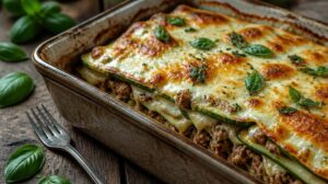 Cuketové lasagne s mletým krůtím masem a mozzarellou