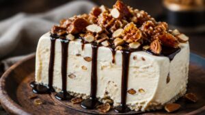 Domácí italské semifreddo s mandlovým griliášem a čokoládou