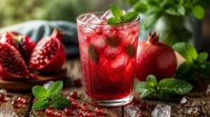 Domácí limonáda z granátového jablka a máty