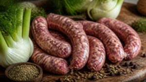 Domácí toskánská vepřová klobása salsiccia s fenyklem