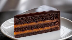 Dort Praha s bohatým čokoládovým korpusem, meruňkovým džemem a ganache