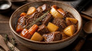 Dušené hovězí maso Carne con Papas v husté omáčce s bramborami a mrkví