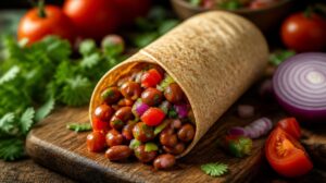Fazolové burrito v celozrnné tortille se zeleninovou salsou