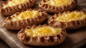 Finské žitné pirožky Karjalanpiirakka s rýžovou kaší a vajíčkovým máslem