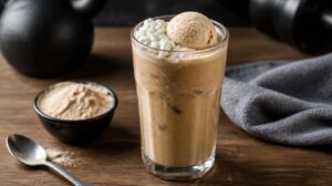 Fitness proteiny nabitá ledová káva: Skvělý kávový shake s tvarohem a vanilkovým proteinem po tréninku