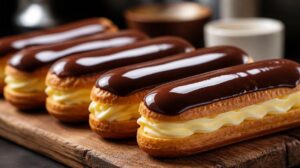 Francouzské eclairs s čokoládovou polevou a krémem