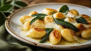Gnocchi na másle a šalvěji s hoblinami parmazánu
