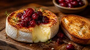 Grilovaný sýr camembert s brusinkami a opečeným toustem