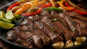 Hovězí Fajitas z flank steaku s limetkovou marinádou a česnekem