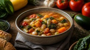 Hustá zeleninová polévka minestrone s fazolemi