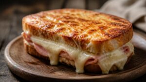 Ikonický sendvič Croque Monsieur: Zapečený toast se šunkou, gruyèrem a poctivým bešamelem