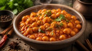 Indické vegetariánské kari s cizrnou a rajčaty (Chana Masala)