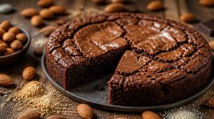 Italská čokoládová torta caprese s mletými mandlemi bez mouky