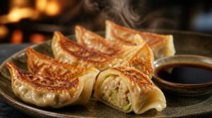 Japonské masové taštičky Gyoza s mletým vepřovým masem a zelím