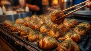 Japonské smažené chobotnicové kuličky Okonomiyaki (Takoyaki)