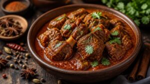 Jehněčí Rogan Josh s bohatou cibulovo-rajčatovou omáčkou
