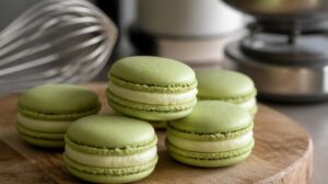 Jemné Matcha makronky s ganache z bílé čokolády: Podrobný návod na dokonalé francouzské skořápky krok za krokem
