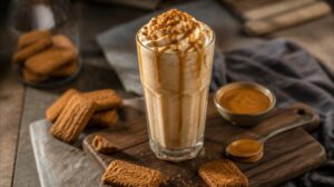 Kávový milkshake se slaným karamelem a lotus sušenkami