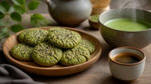 Křehké Matcha sušenky se sezamem: Tradiční japonské máslové sušenky, které se skvěle hodí k čaji i kávě