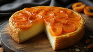 Křehký flan s vanilkovým krémem a meruňkami po belgicku