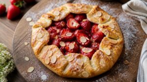 Křehký jahodový galette s mandlemi