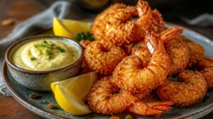 Krevety v křupavém panko těstíčku s domácí citronovou aioli
