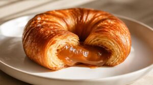 Kruhový croissant plněný slaným karamelem