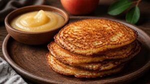Křupavé bramborové placky Reibekuchen s domácím jablečným pyré