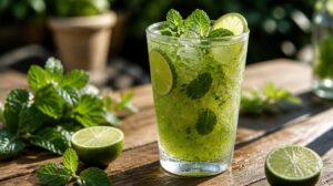 Křupavé Iced Matcha Mojito: Nealkoholická asijská fúze zeleného čaje, drcené máty a perlivé vody