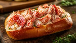 Křupavé koláčky plněné humřím masem a majonézou Lobster Roll