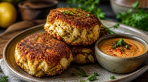 Křupavé krabí karbanátky Crab Cakes s pikantní remuládou