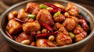 Křupavé kuře Kung Pao s arašídy a sušenými chilli papričkami