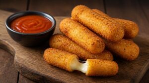 Křupavé mozzarellové tyčinky s jemně pikantní rajčatovou omáčkou