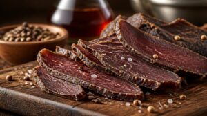 Křupavé sušené kořeněné maso Biltong z hovězího po jihoafricku