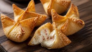 Křupavé taštičky plněné krabím masem a krémovým sýrem (Crab Rangoon)