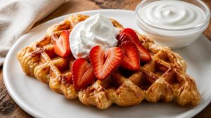 Křupavý croffle — spojení croissantu a waffle s jahodami