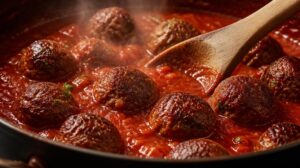 Kuličky z mletého masa v husté rajčatové omáčce (polpette)