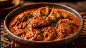 Kuře Moamba na palmovém másle s arašídy a chilli po konžsku