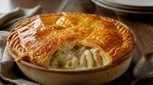 Kuřecí koláč s pórkem a smetanou Chicken and Leek Pie z jednoho pekáče