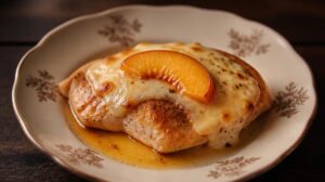 Kuřecí prsa s broskví a zapečeným sýrem (retro bistro klasika)