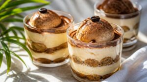 Ledové tiramisu poháry s kávovou zmrzlinou