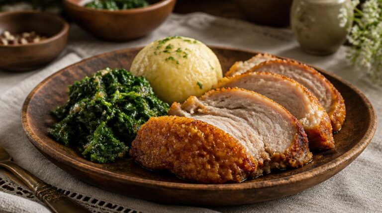 Legendární vepřové výpečky se špenátem a bramborovým knedlíkem: Recept jako od babičky