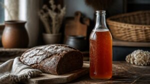 Lotyšský žitný kvas — fermentovaný osvěžující nápoj z tmavého chleba